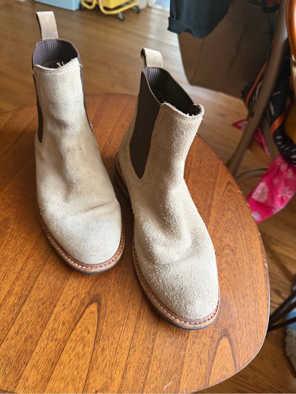 Nisolo Women's Suede Chelsea Booties in Light Beige